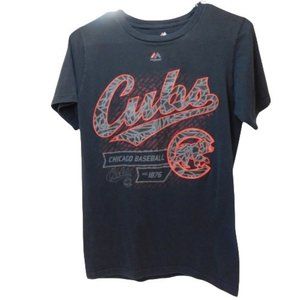 Chicaco cubs majestic triple peak  t-shirt men's Sz S Black